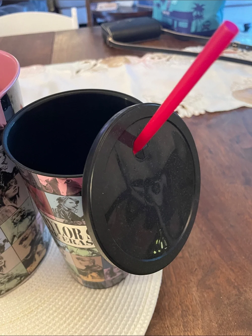 Taylor Swift Pink and Black Eras Tour Popcorn Bucket and Cups Set